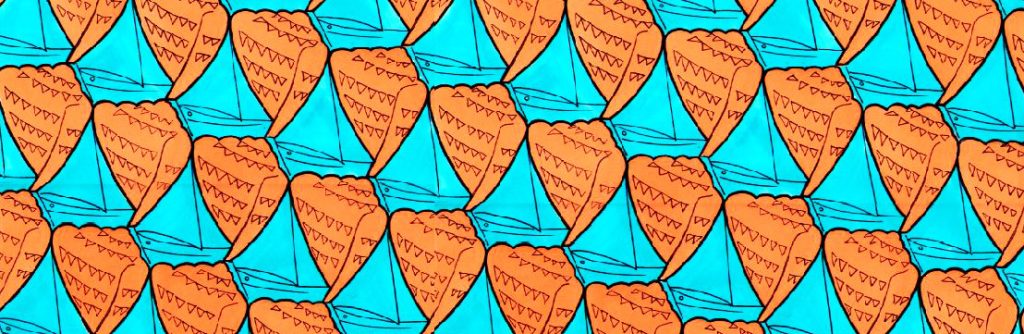 Sailboat and seashells tessellation